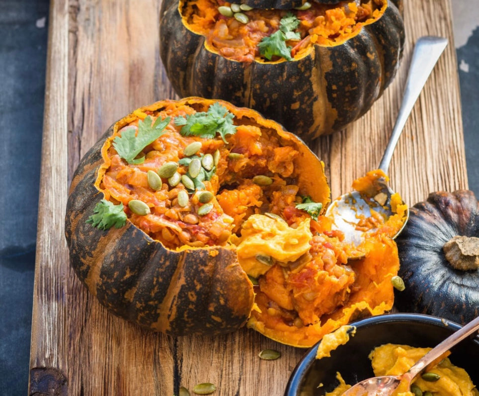 Whole roasted buttercup squash