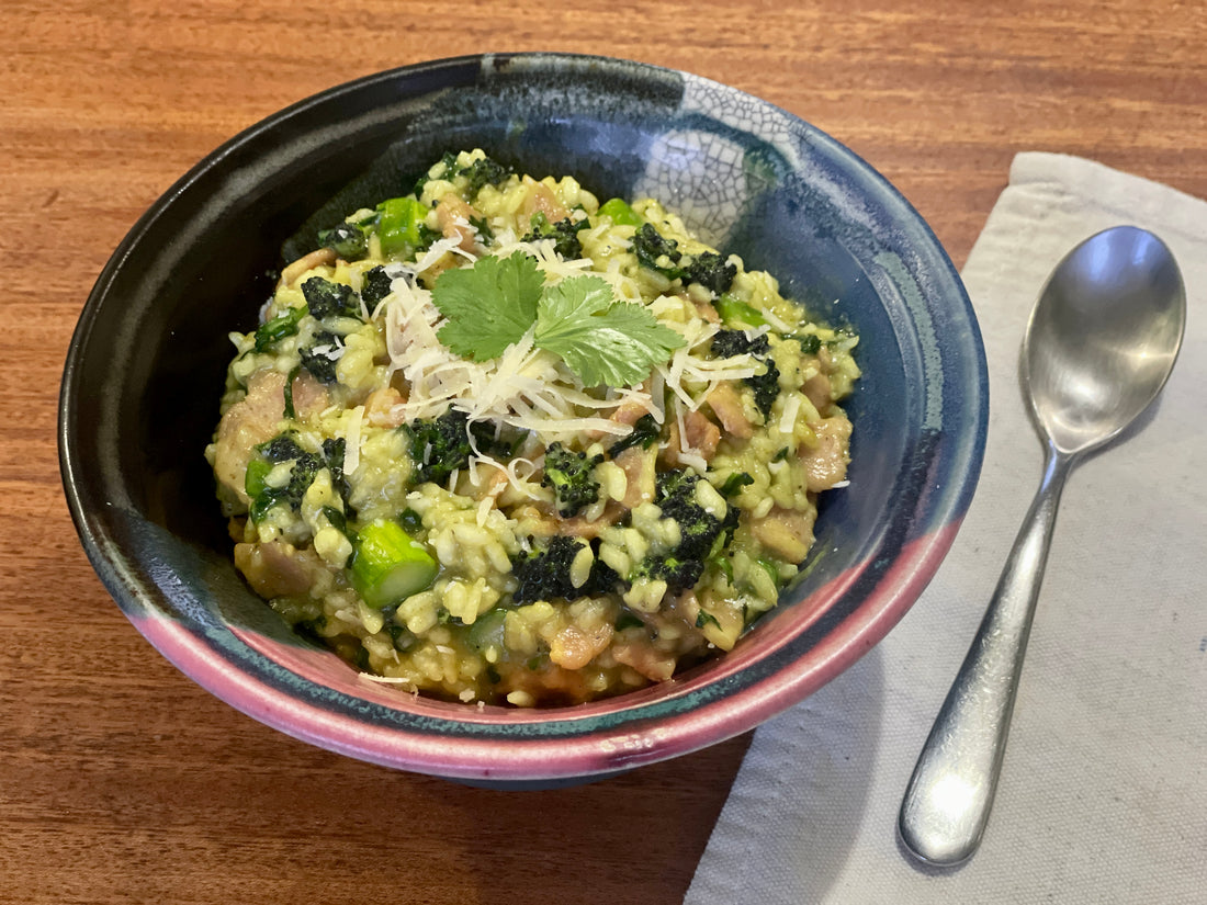 Sprouting Broccoli and Bacon Risotto