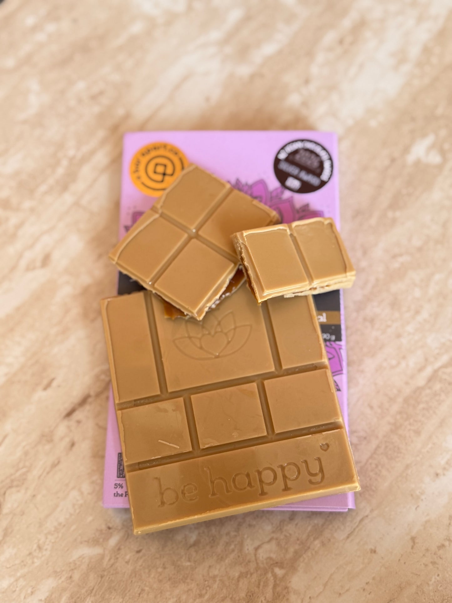 Dairy free white chocolate with caramel