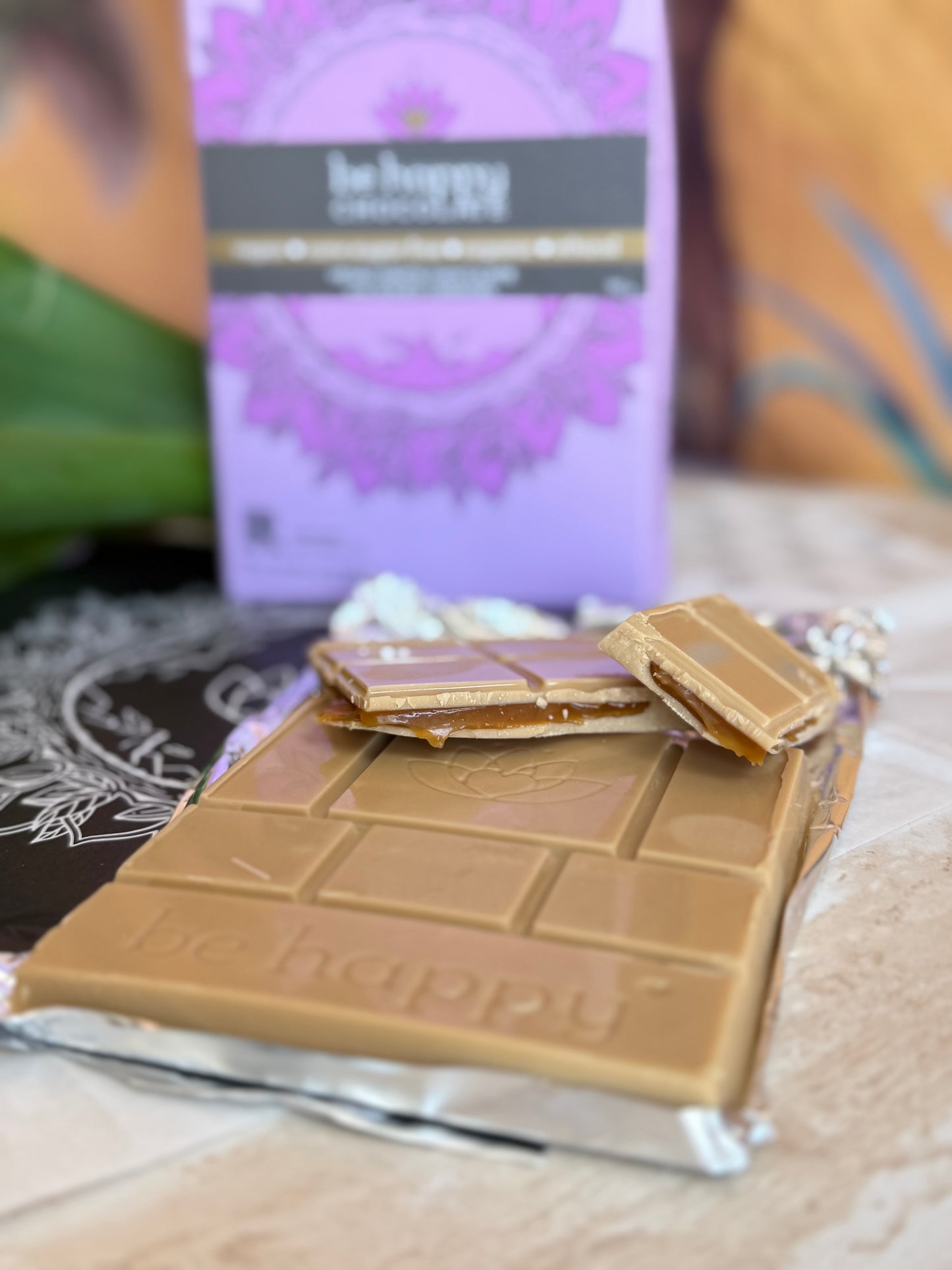 Dairy free white chocolate with caramel